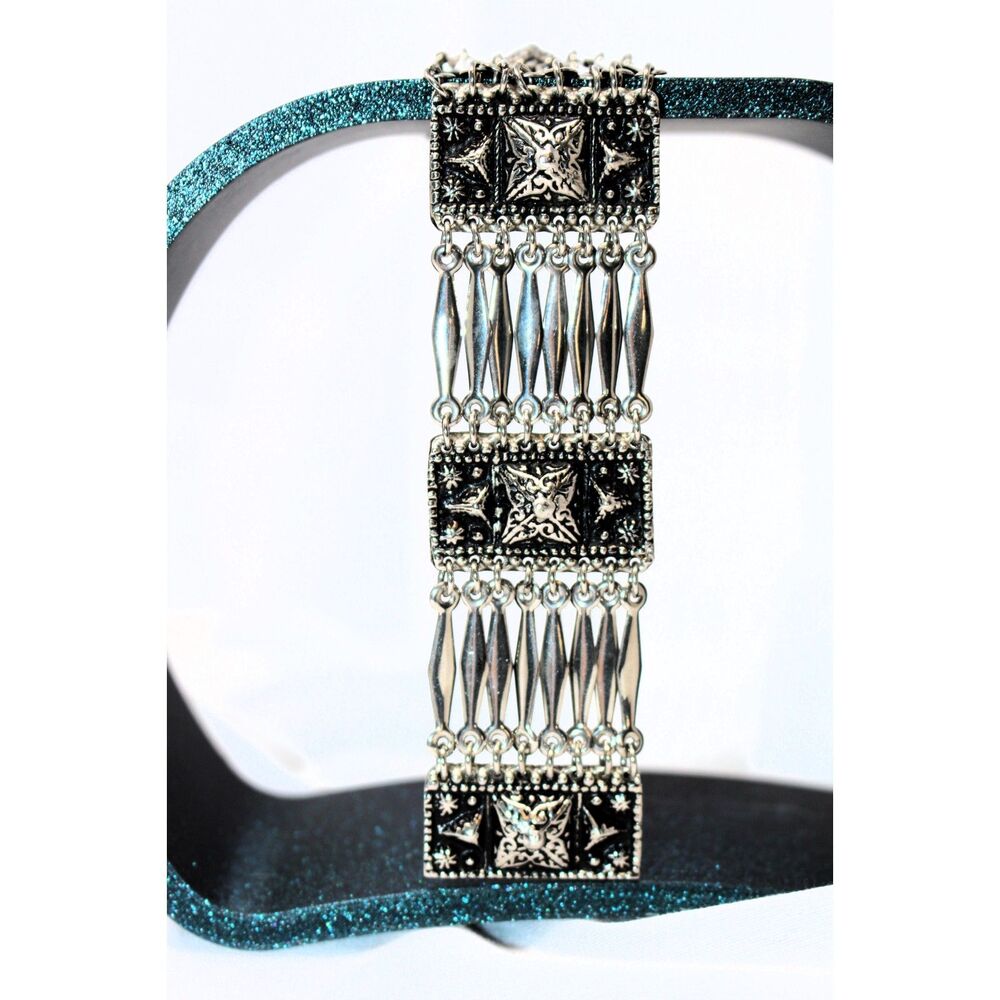 VTG .925 55g Sterling Silver Panel Link Bracelet Auth Mexican Gov Eagle 3 Mark!